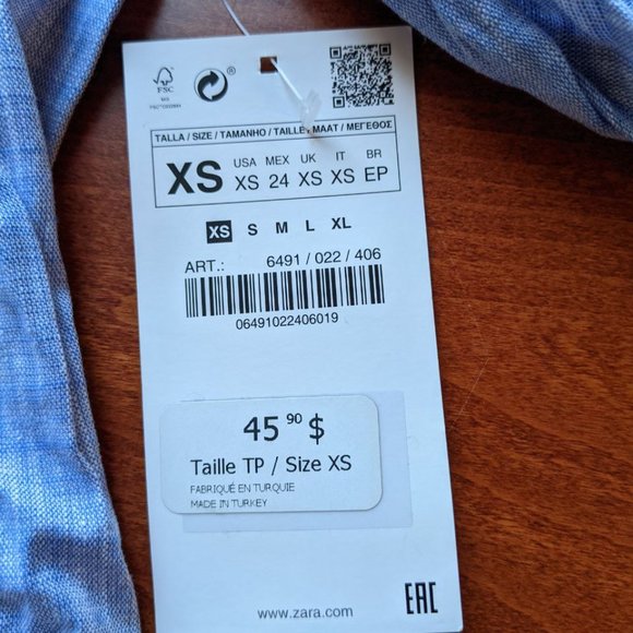 Zara Chambray Peasant Top - Picture 3 of 5